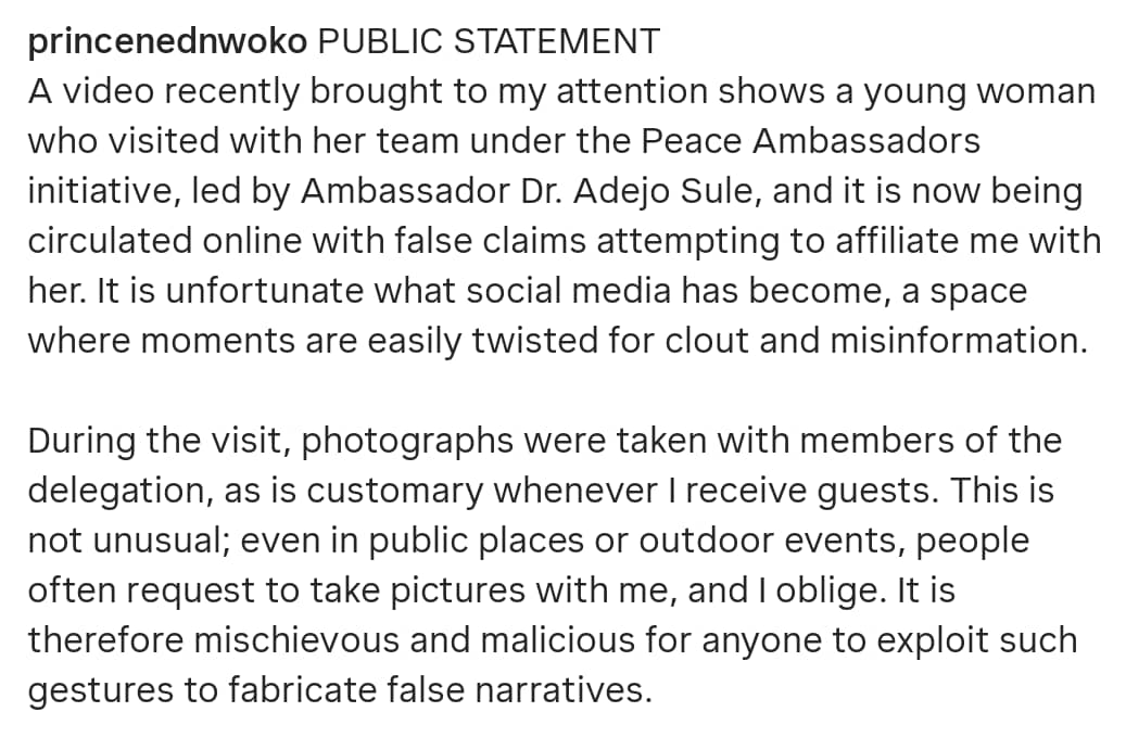 Senator Ned Nwoko reacts to viral video linking him with young woman, issues strong warning